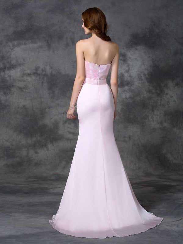 Mermaid Gorgeous Sweetheart Beading Sleeveless Long Satin Chiffon Bridesmaid Dresses - Image 30
