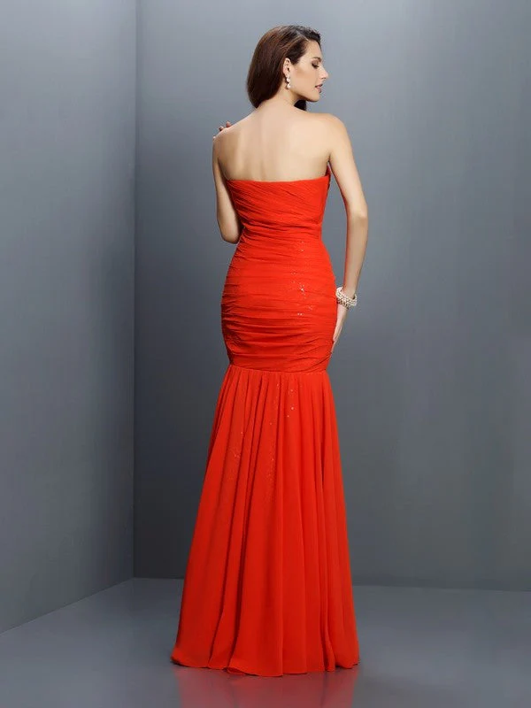 Mermaid Gorgeous Sweetheart Pleats Sleeveless Long Chiffon Bridesmaid Dresses - Image 30