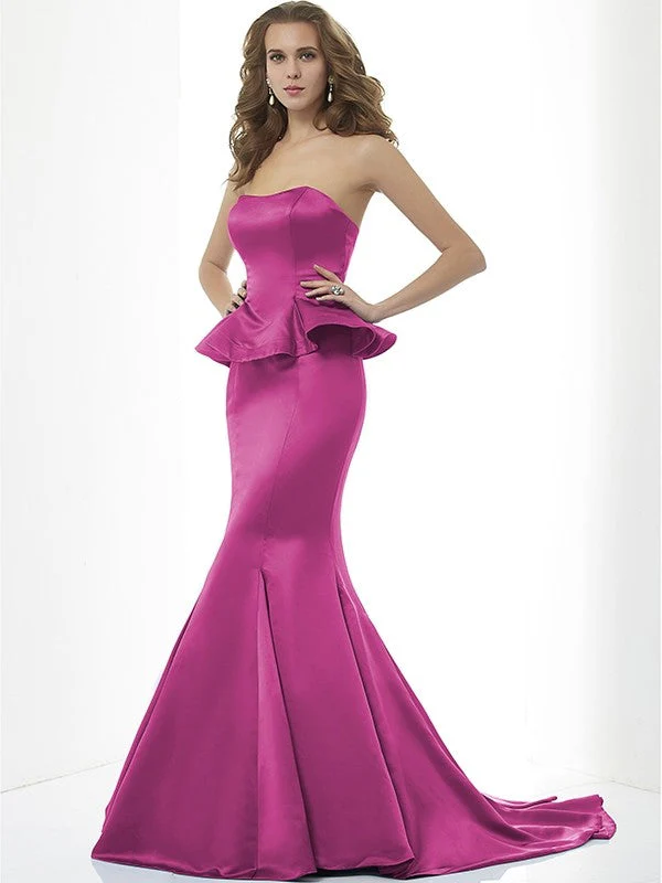 Mermaid Gorgeous Sweetheart Sleeveless Long Satin Bridesmaid Dresses - Image 10