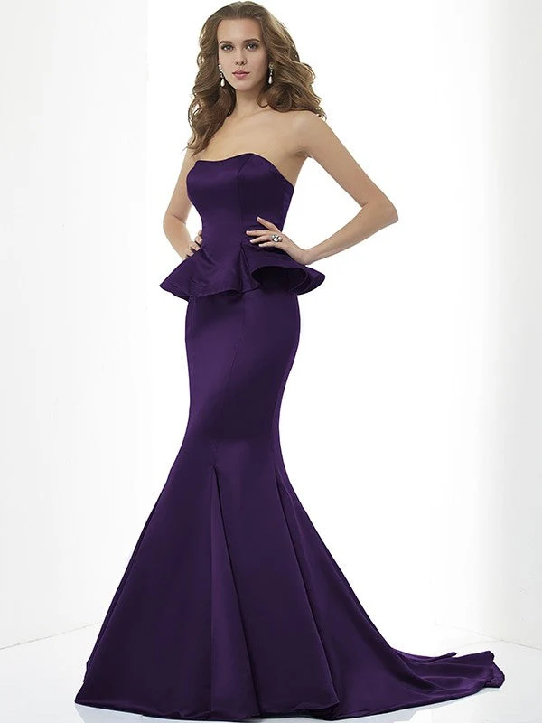 Mermaid Gorgeous Sweetheart Sleeveless Long Satin Bridesmaid Dresses - Image 12