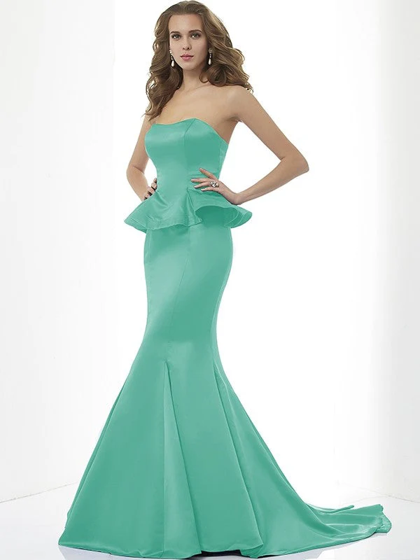 Mermaid Gorgeous Sweetheart Sleeveless Long Satin Bridesmaid Dresses - Image 13