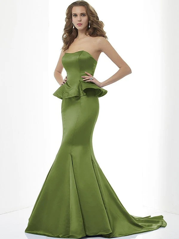 Mermaid Gorgeous Sweetheart Sleeveless Long Satin Bridesmaid Dresses - Image 14