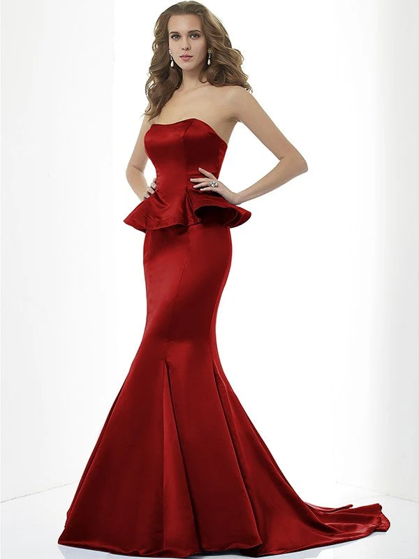 Mermaid Gorgeous Sweetheart Sleeveless Long Satin Bridesmaid Dresses - Image 21