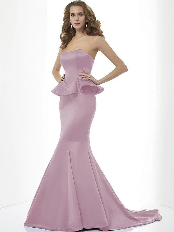 Mermaid Gorgeous Sweetheart Sleeveless Long Satin Bridesmaid Dresses - Image 22
