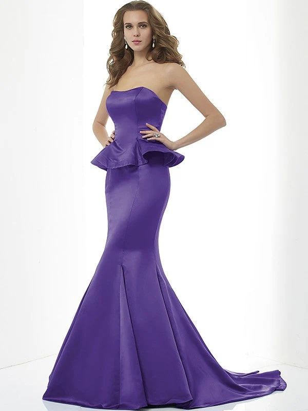 Mermaid Gorgeous Sweetheart Sleeveless Long Satin Bridesmaid Dresses - Image 23