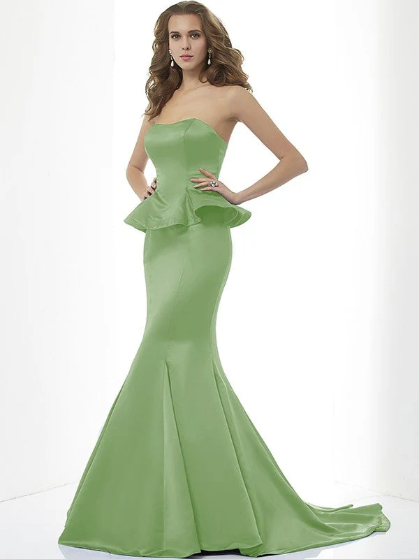 Mermaid Gorgeous Sweetheart Sleeveless Long Satin Bridesmaid Dresses - Image 25