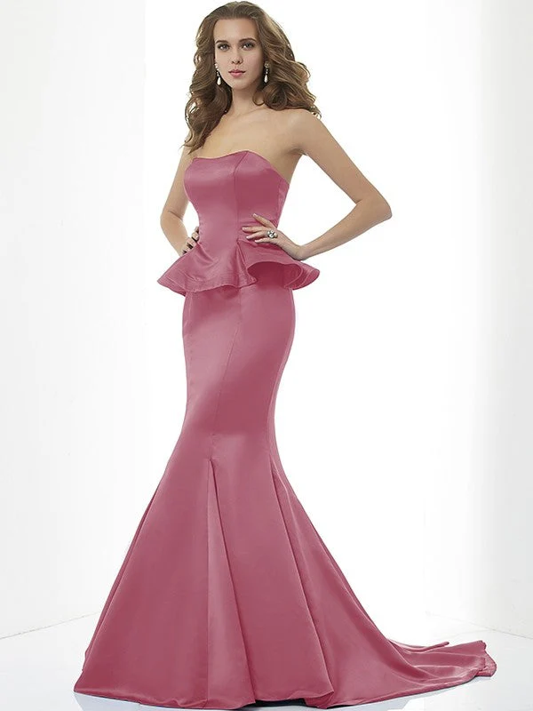 Mermaid Gorgeous Sweetheart Sleeveless Long Satin Bridesmaid Dresses - Image 27