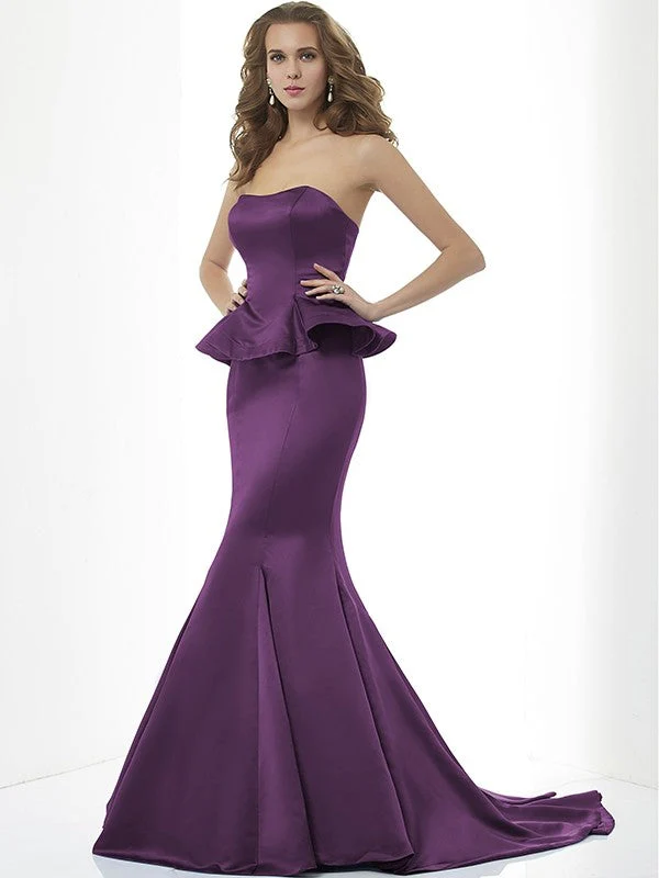 Mermaid Gorgeous Sweetheart Sleeveless Long Satin Bridesmaid Dresses - Image 6