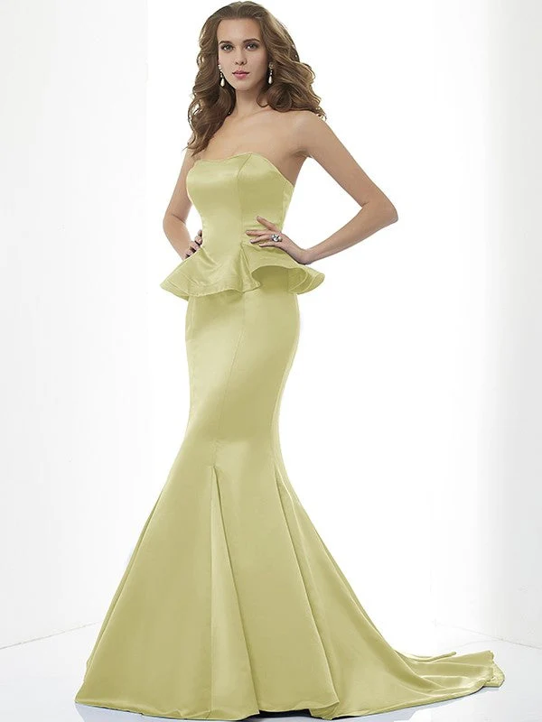Mermaid Gorgeous Sweetheart Sleeveless Long Satin Bridesmaid Dresses - Image 7