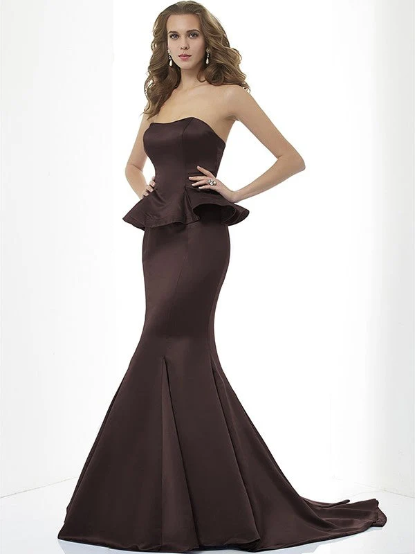 Mermaid Gorgeous Sweetheart Sleeveless Long Satin Bridesmaid Dresses - Image 8