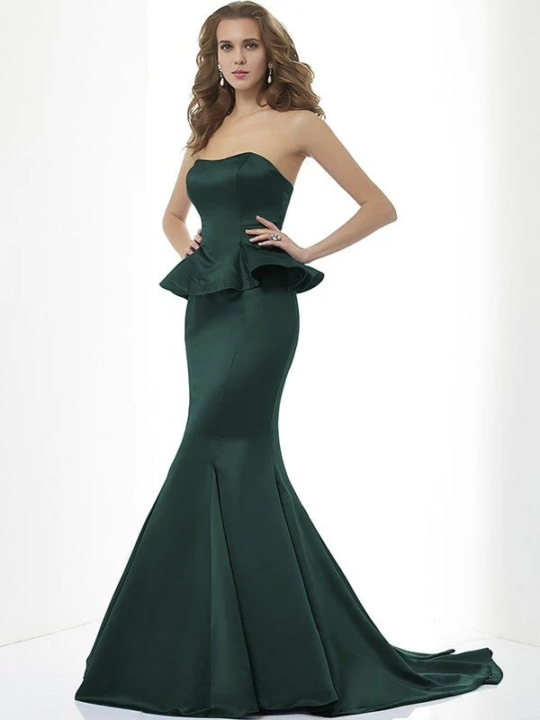 Mermaid Gorgeous Sweetheart Sleeveless Long Satin Bridesmaid Dresses - Image 9