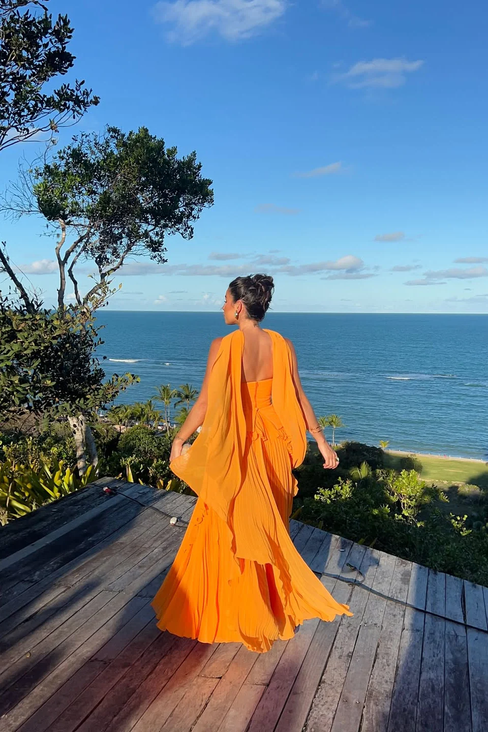 Charming Orange Strapless Sleeveless Chiffon Prom Dress A-Line With Zipper Pleats - Image 4