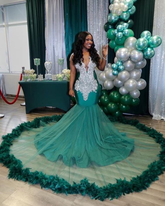 Fabulous V-neck Sleeveless Mermaid Evening Prom Dresses - Image 2