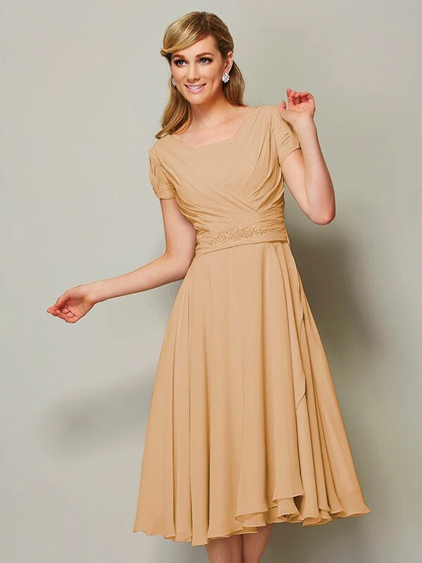 Modern Bateau Short Sleeves Ruffles Short Chiffon Bridesmaid Dresses - Image 11
