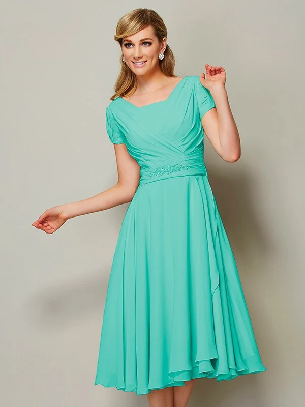 Modern Bateau Short Sleeves Ruffles Short Chiffon Bridesmaid Dresses - Image 14