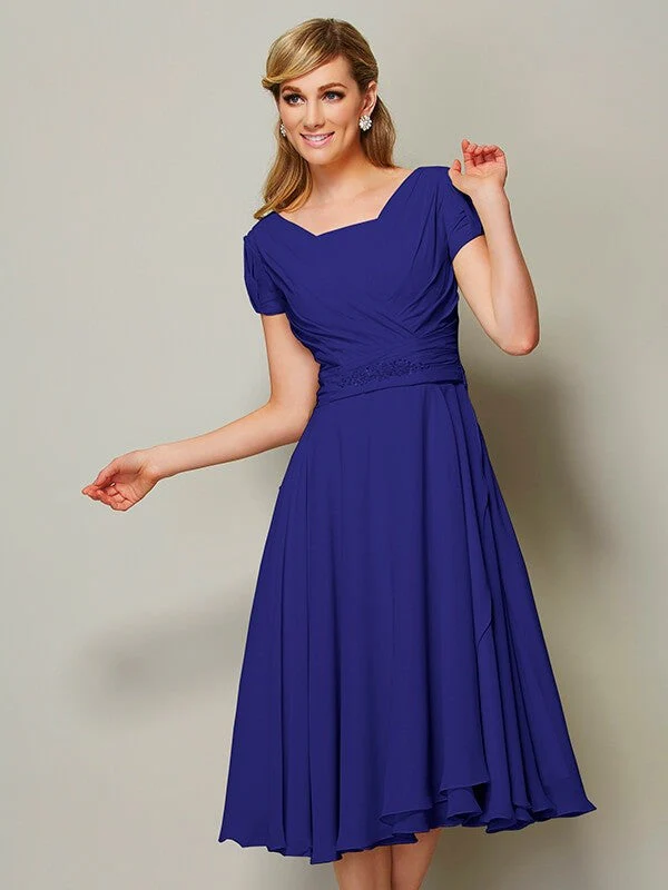 Modern Bateau Short Sleeves Ruffles Short Chiffon Bridesmaid Dresses - Image 26