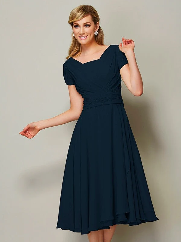 Modern Bateau Short Sleeves Ruffles Short Chiffon Bridesmaid Dresses - Image 9