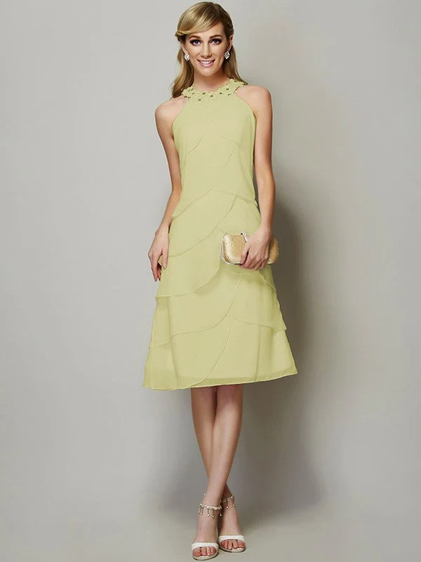 Modern Bateau Sleeveless Beading Short Chiffon Bridesmaid Dresses - Image 10