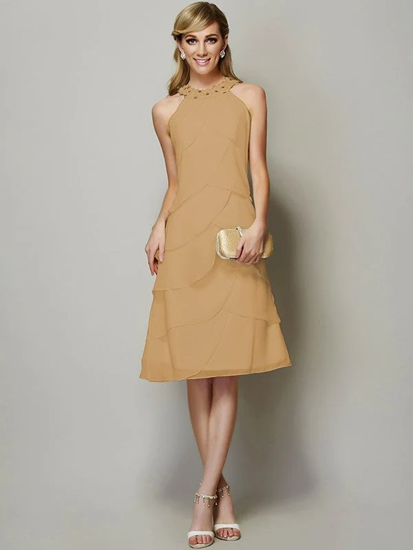 Modern Bateau Sleeveless Beading Short Chiffon Bridesmaid Dresses - Image 12