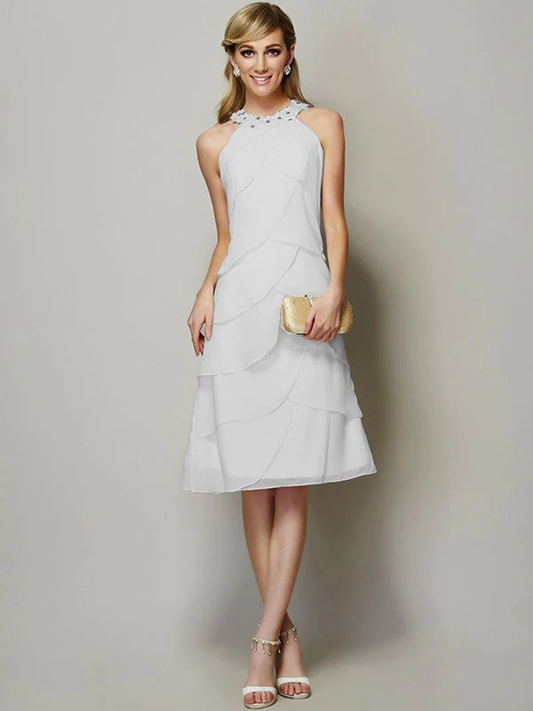 Modern Bateau Sleeveless Beading Short Chiffon Bridesmaid Dresses - Image 18