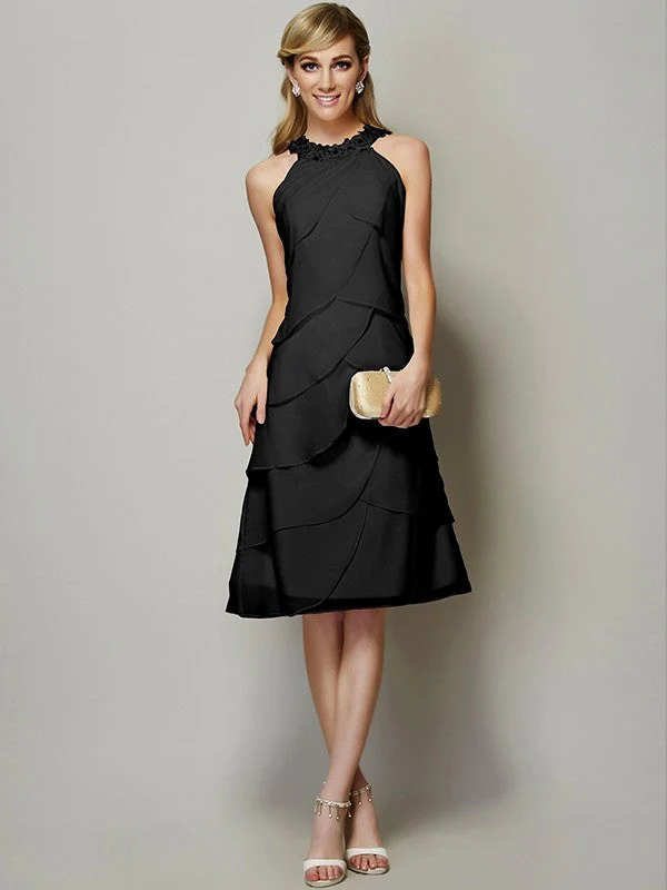 Modern Bateau Sleeveless Beading Short Chiffon Bridesmaid Dresses - Image 3