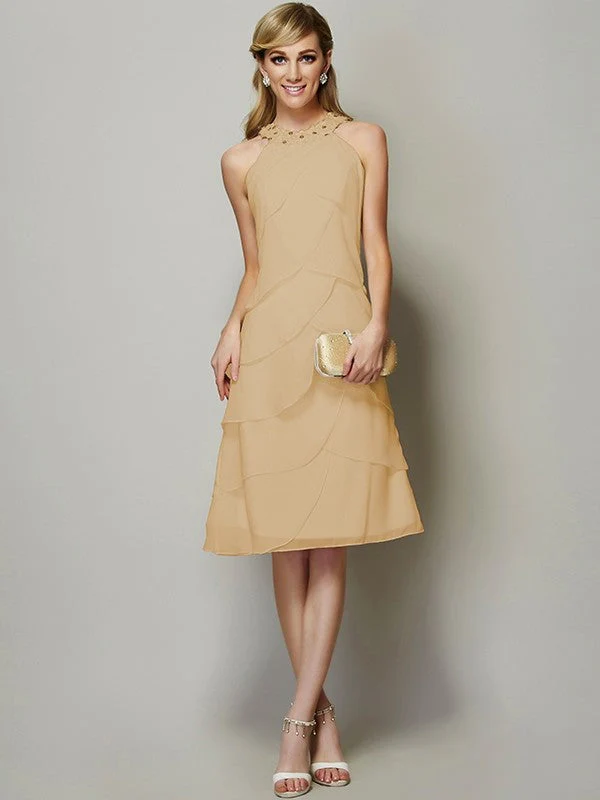 Modern Bateau Sleeveless Beading Short Chiffon Bridesmaid Dresses - Image 7