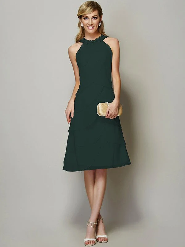 Modern Bateau Sleeveless Beading Short Chiffon Bridesmaid Dresses - Image 8