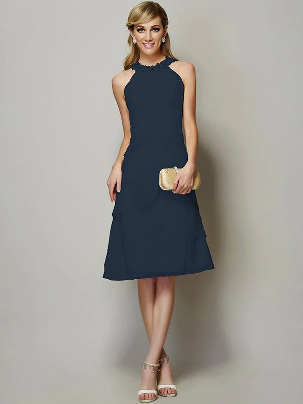 Modern Bateau Sleeveless Beading Short Chiffon Bridesmaid Dresses - Image 9