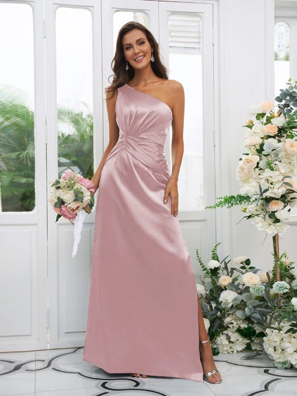 Elegant One Shoulder Sleeveless Bridesmaid Dresses - Image 12