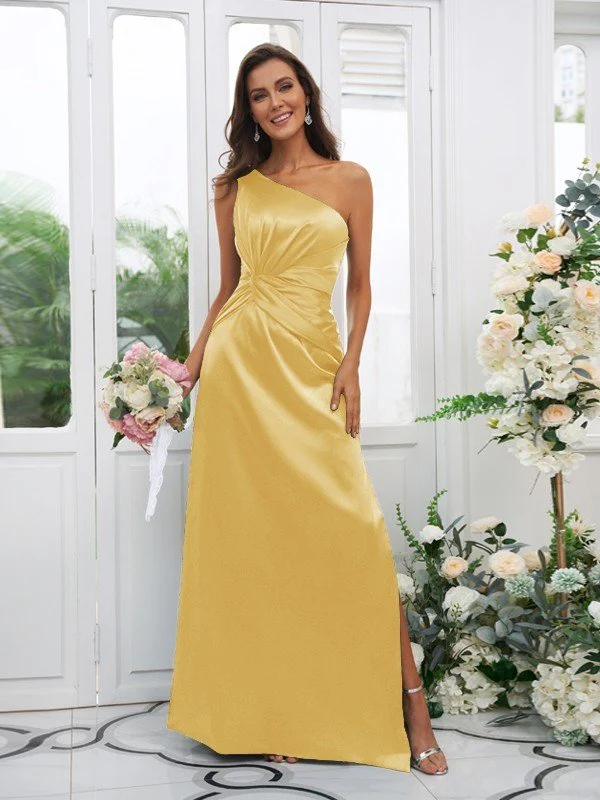 Elegant One Shoulder Sleeveless Bridesmaid Dresses - Image 15