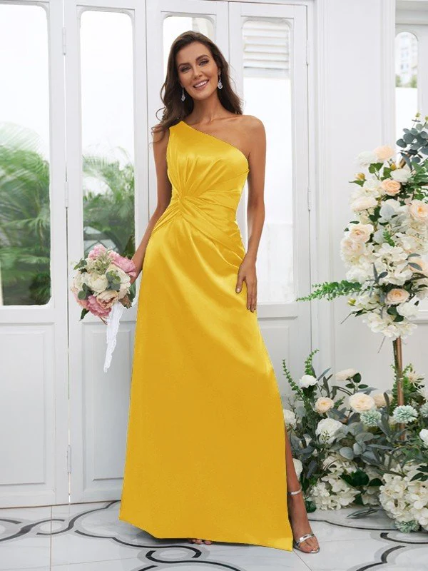 Elegant One Shoulder Sleeveless Bridesmaid Dresses - Image 18
