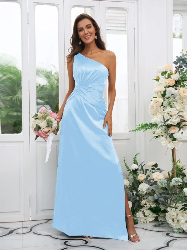 Elegant One Shoulder Sleeveless Bridesmaid Dresses - Image 26