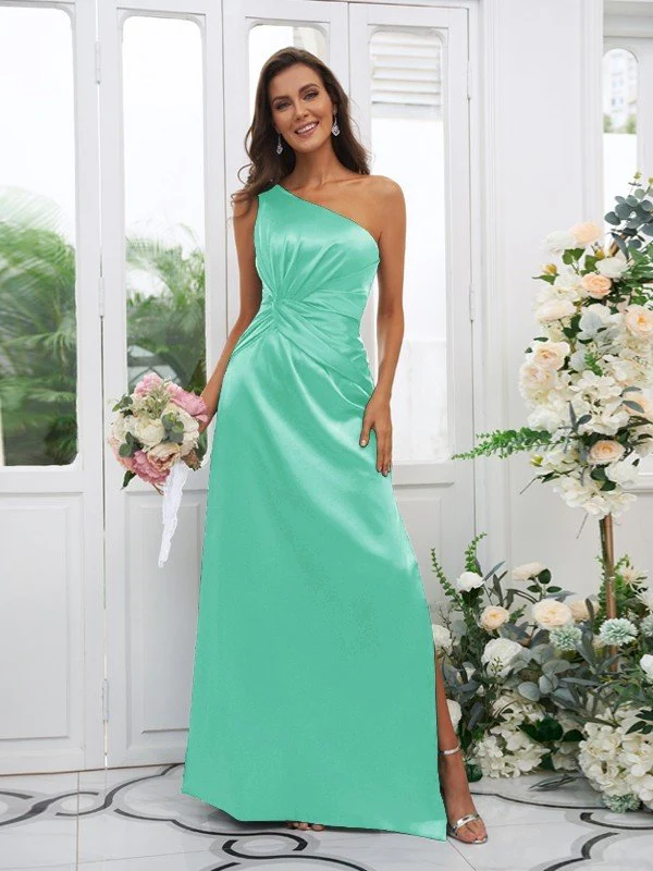 Elegant One Shoulder Sleeveless Bridesmaid Dresses - Image 27