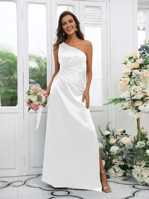 Elegant One Shoulder Sleeveless Bridesmaid Dresses - Image 29
