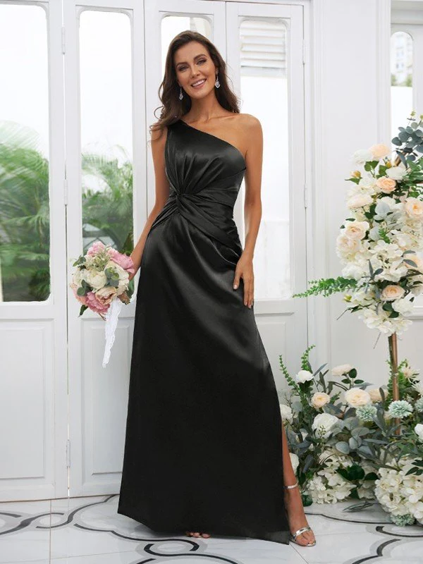Elegant One Shoulder Sleeveless Bridesmaid Dresses - Image 5
