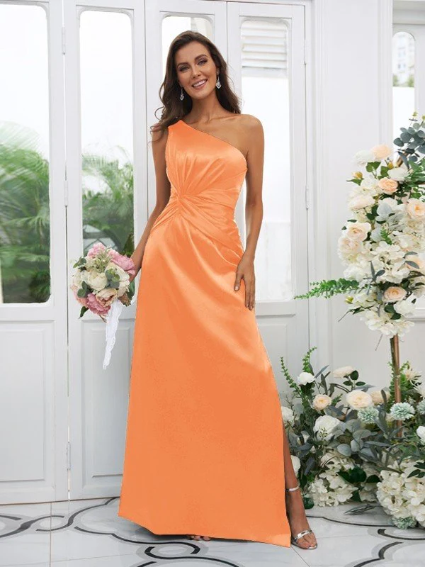 Elegant One Shoulder Sleeveless Bridesmaid Dresses - Image 9