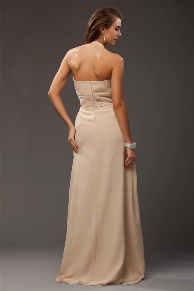 Charming Halter Sleeveless Ruffles Long Chiffon Bridesmaid Dresses - Image 30
