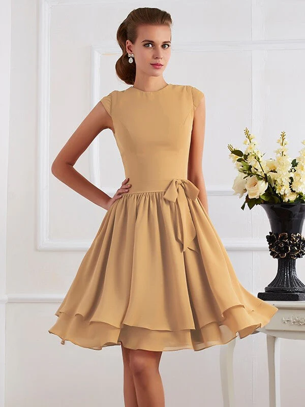 Charming High Neck Sleeveless Sash/Ribbon/Belt Short Chiffon Bridesmaid Dresses - Image 12