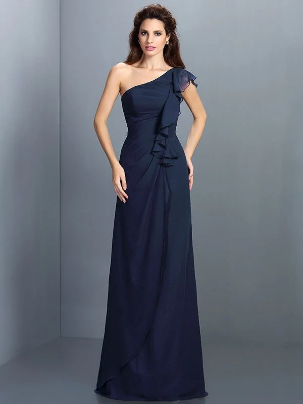 Charming One Shoulder Pleats Sleeveless Long Chiffon Bridesmaid Dresses - Image 10