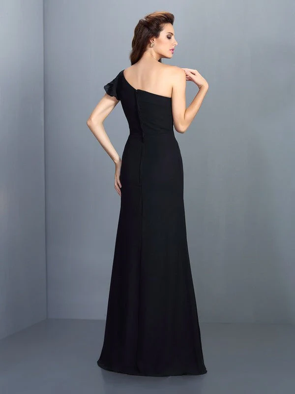 Charming One Shoulder Pleats Sleeveless Long Chiffon Bridesmaid Dresses - Image 30