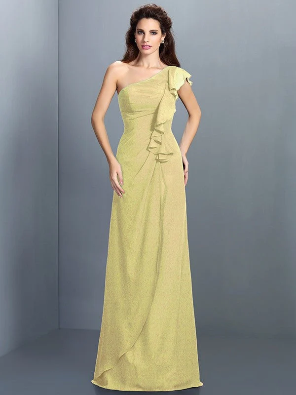 Charming One Shoulder Pleats Sleeveless Long Chiffon Bridesmaid Dresses - Image 8