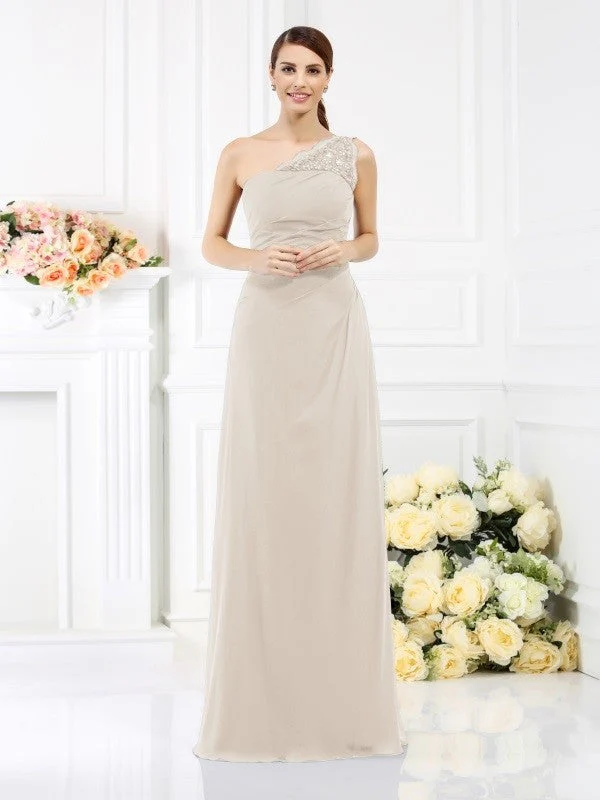 Classy Sleeveless One Shoulders Long Satin Bridesmaid Dresses - Image 13