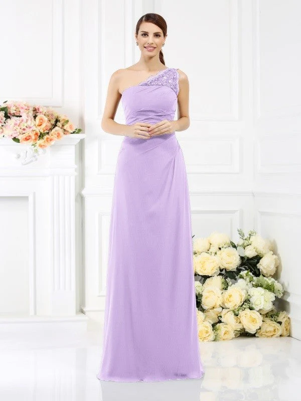 Classy Sleeveless One Shoulders Long Satin Bridesmaid Dresses - Image 16