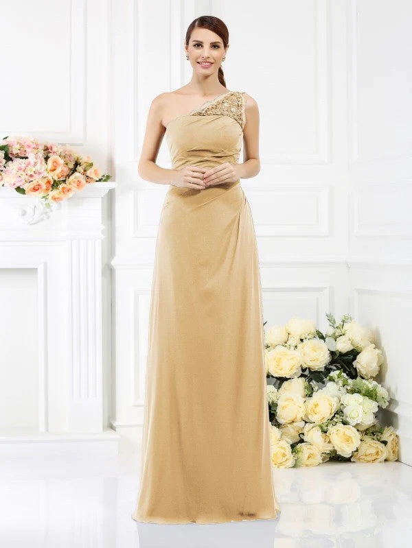 Classy Sleeveless One Shoulders Long Satin Bridesmaid Dresses - Image 17
