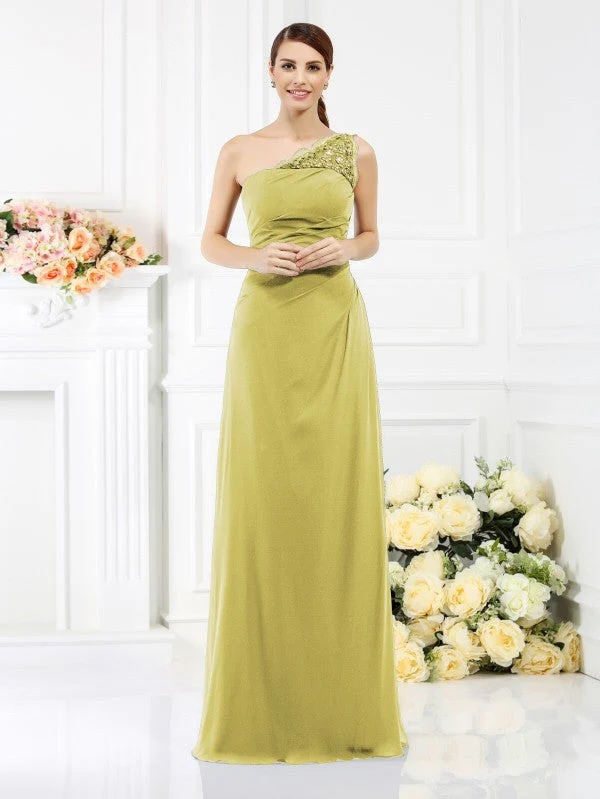 Classy Sleeveless One Shoulders Long Satin Bridesmaid Dresses - Image 18
