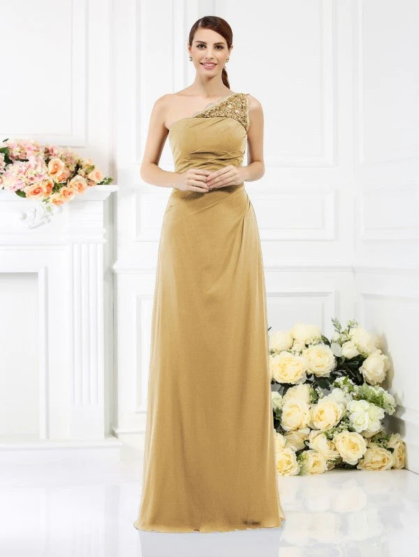 Classy Sleeveless One Shoulders Long Satin Bridesmaid Dresses - Image 19