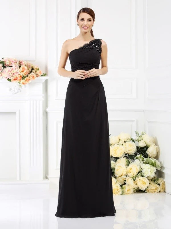 Classy Sleeveless One Shoulders Long Satin Bridesmaid Dresses - Image 2