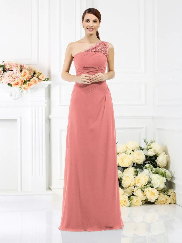 Classy Sleeveless One Shoulders Long Satin Bridesmaid Dresses - Image 20