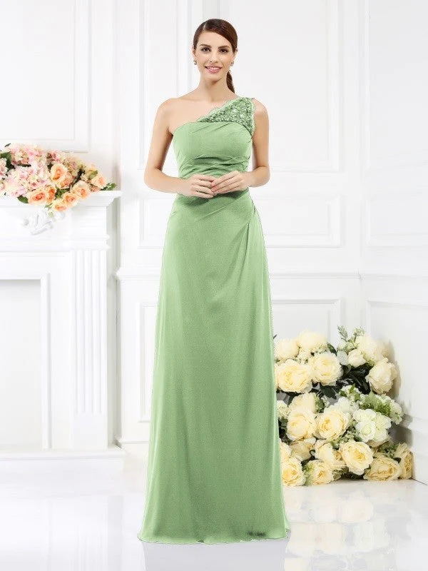Classy Sleeveless One Shoulders Long Satin Bridesmaid Dresses - Image 25