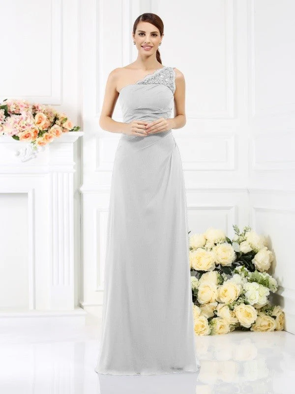Classy Sleeveless One Shoulders Long Satin Bridesmaid Dresses - Image 28